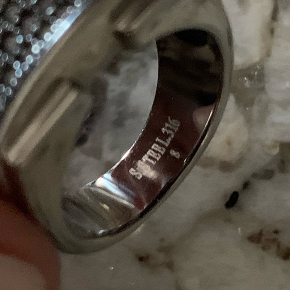 Vintage Unisex CZ Paved Stainless Steel Ring, Approx. Size 8 - Picture 3 of 6